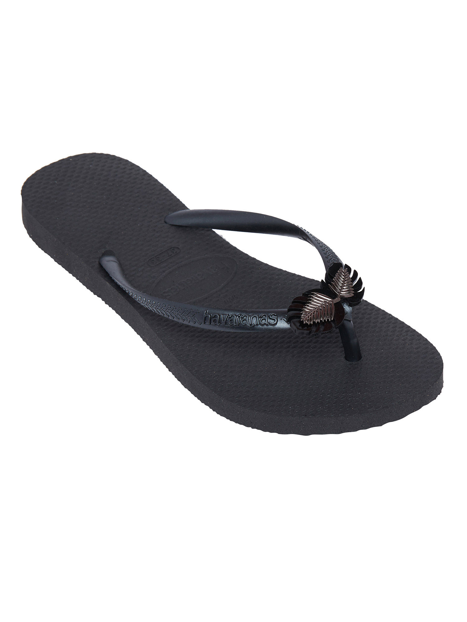 Buy Havaianas Black Slim Metal Pin Flipflops Online