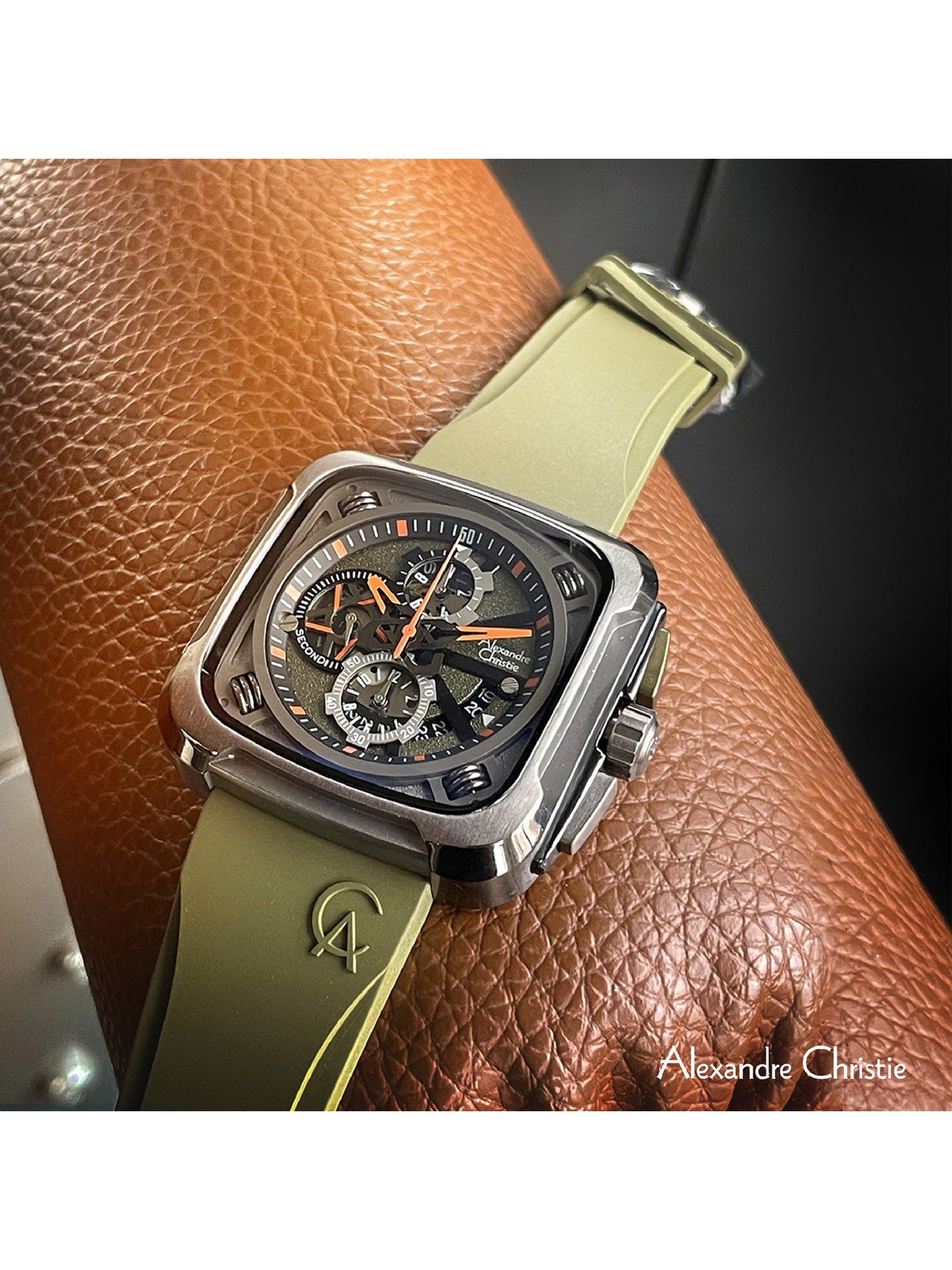 Buy Alexandre Christie Men Chronograph Green Square Watch