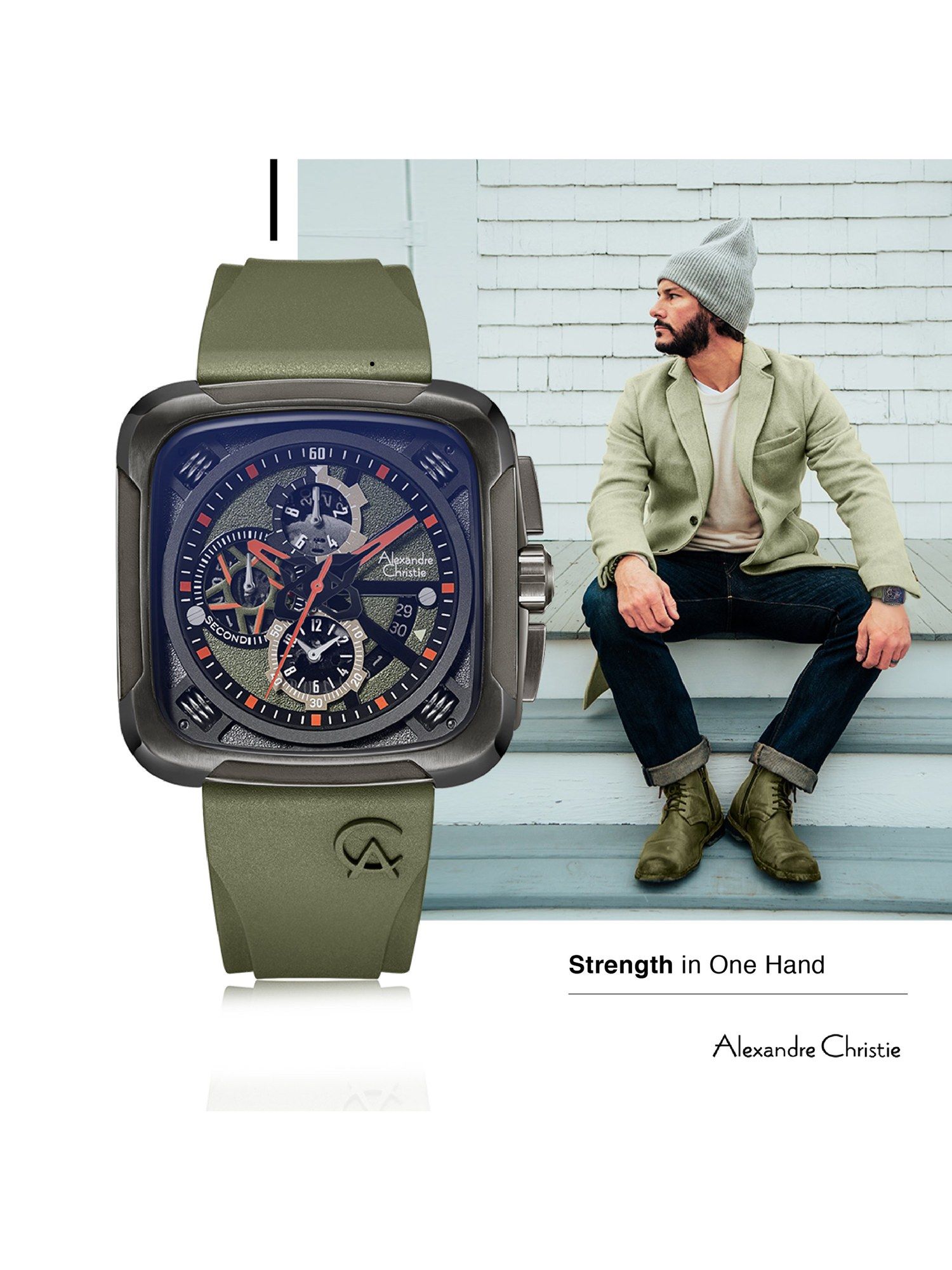 Buy Alexandre Christie Men Chronograph Green Square Watch