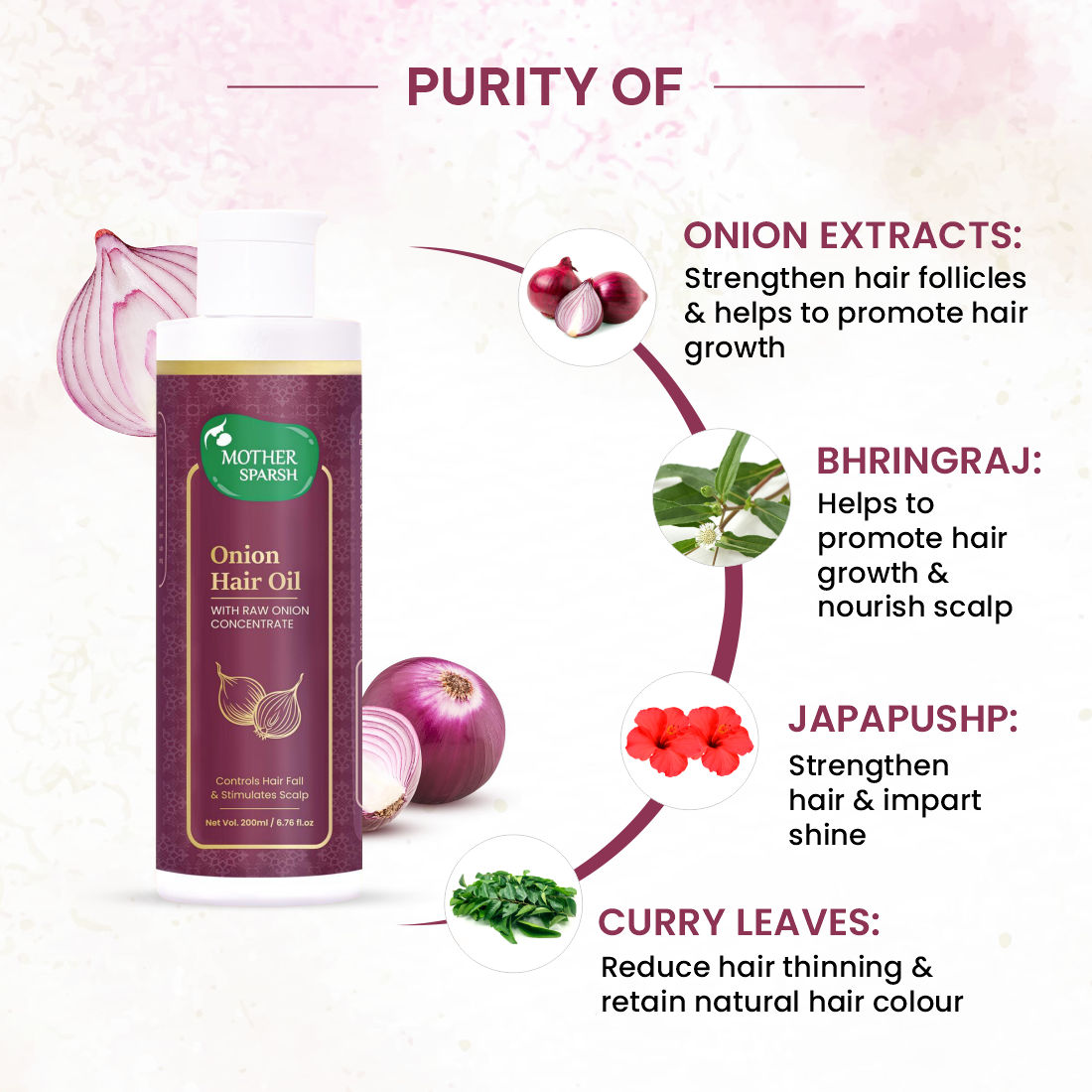 Mother Sparsh Onion Hair Oil With Raw Onion Concentrate For Hair Fall ...