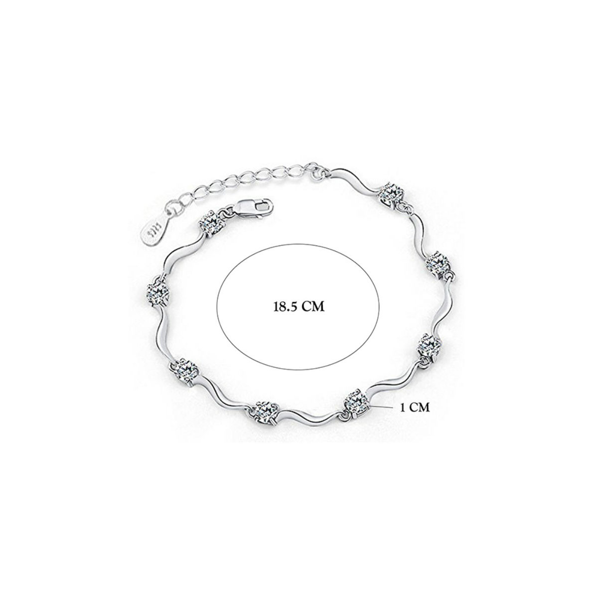 Sterling Silver Open Charm Bangle with Swarovski Crystal