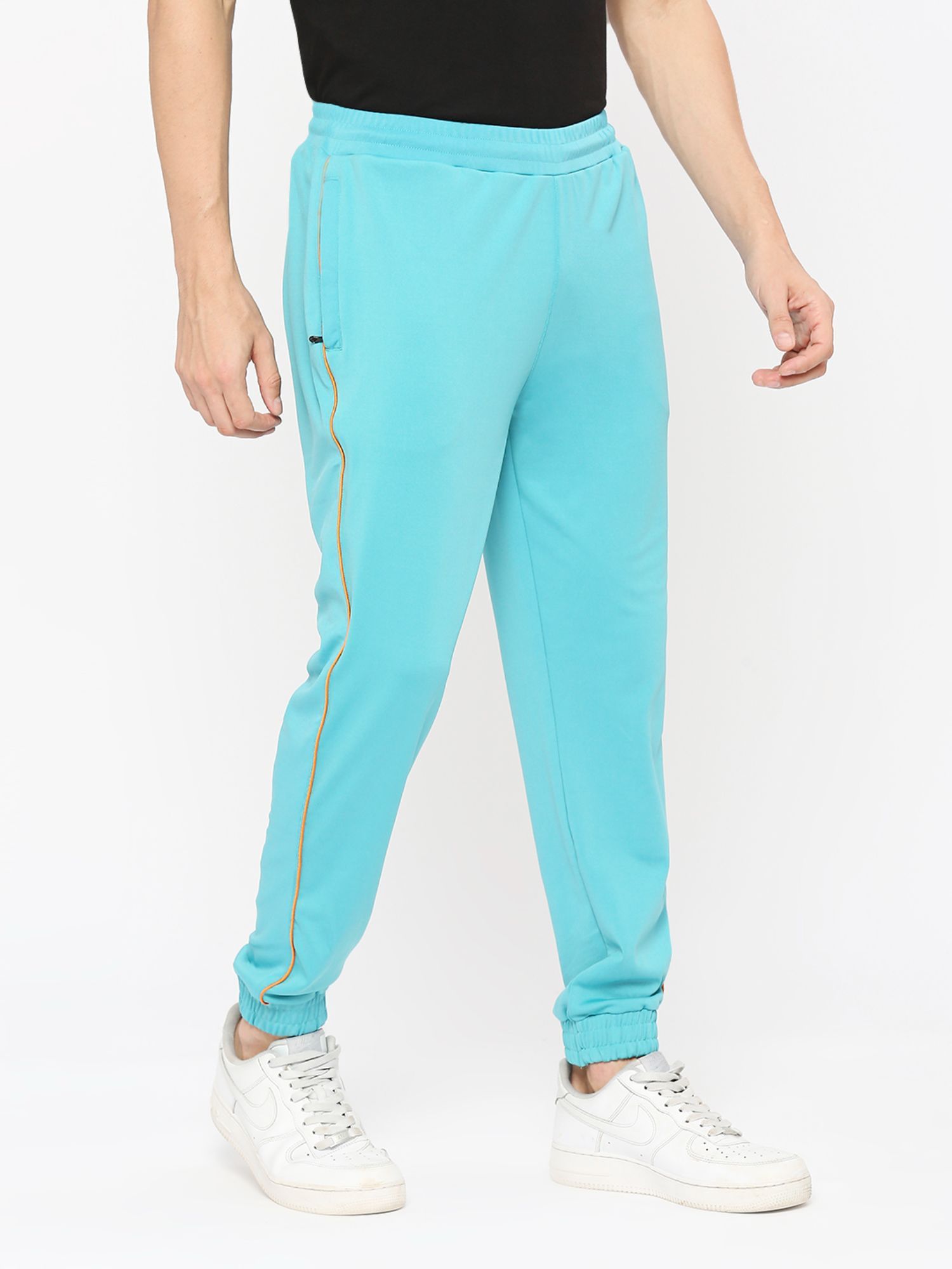 Buy FITZ Men Electric Blue Polyester Lycra Slim Fit Trackpants Online