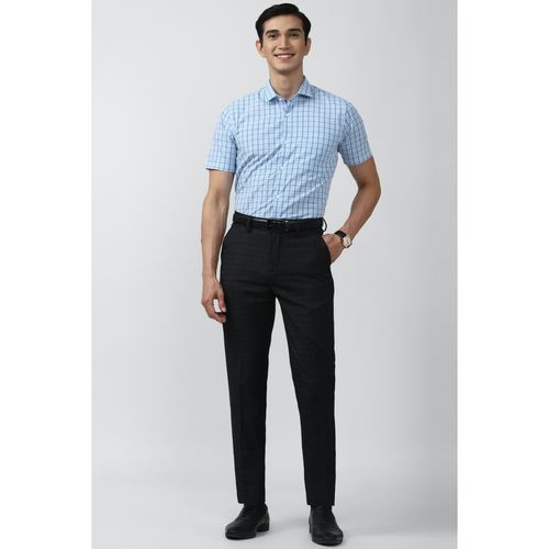 Buy Peter England Men Black Solid Slim Fit Formal Trousers Online