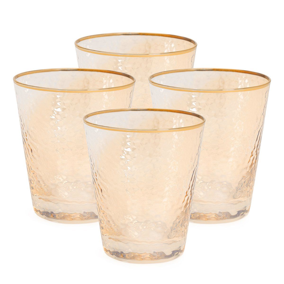 Pure Home + Living Set Of 4 Brown Hammered Glass Tumblers Buy Pure