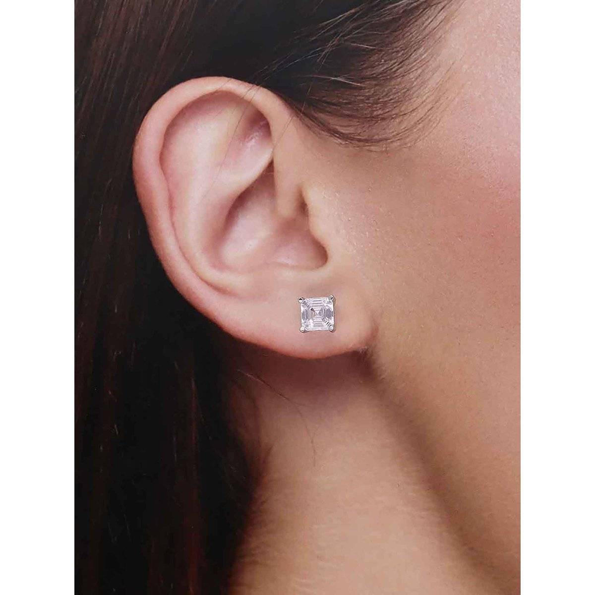 Kai Jewel Sterling Silver Square Solitaire Stud Earrings