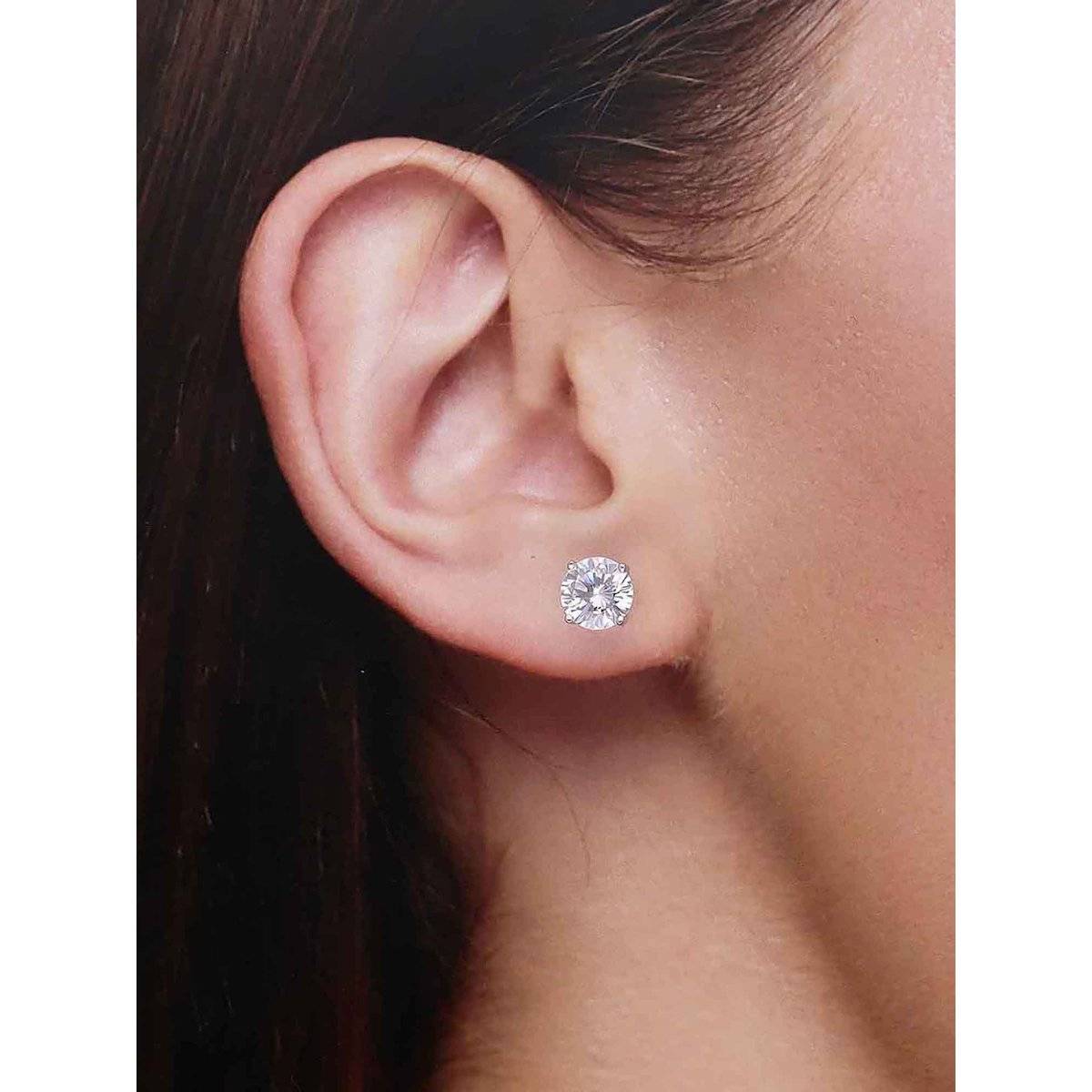 Kai Jewel Sterling Silver Square Cut Solitaire Stud Earrings