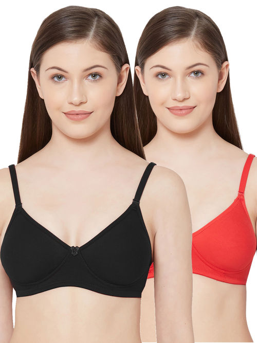 Buy Juliet Womens Soft Padded Non Wired Bra Combo 1030 Black Red