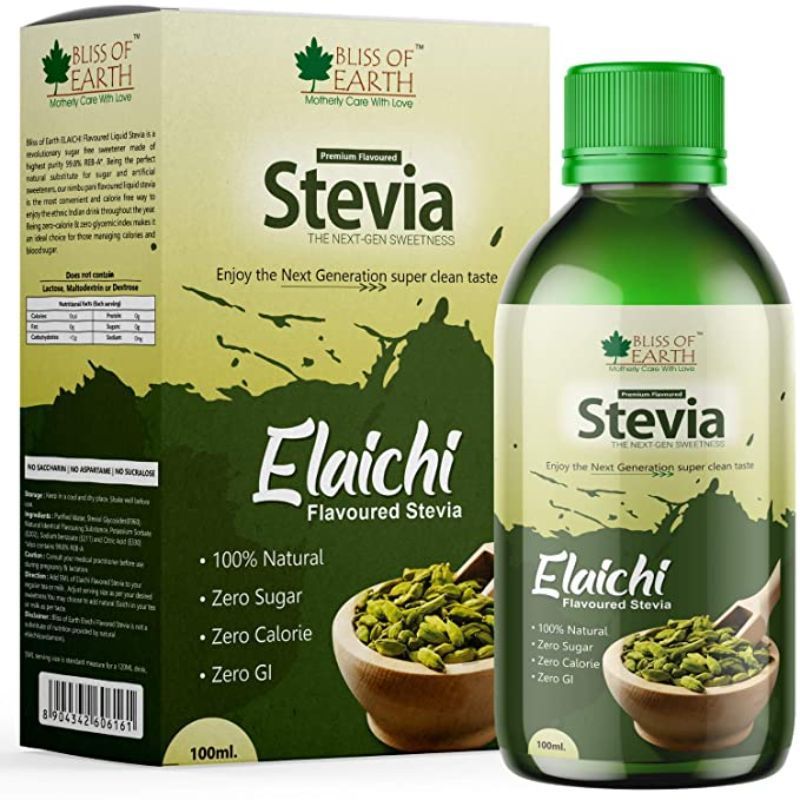 Buy Bliss Of Earth Stevia Liquid Elaichi Flavour Online