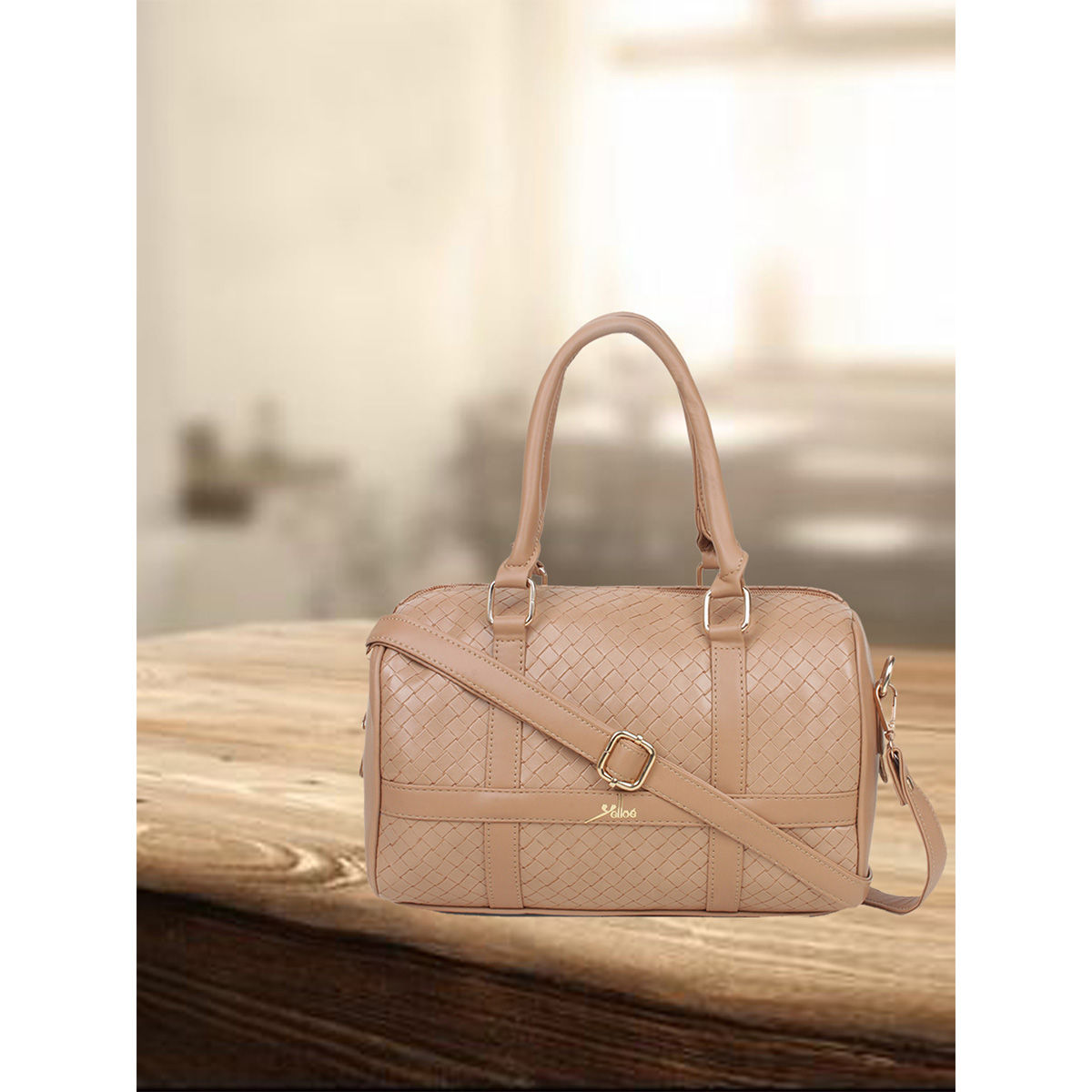 Yelloe Beige Quilted Intrecciato Weaved Duffle Bag: Buy Yelloe Beige ...