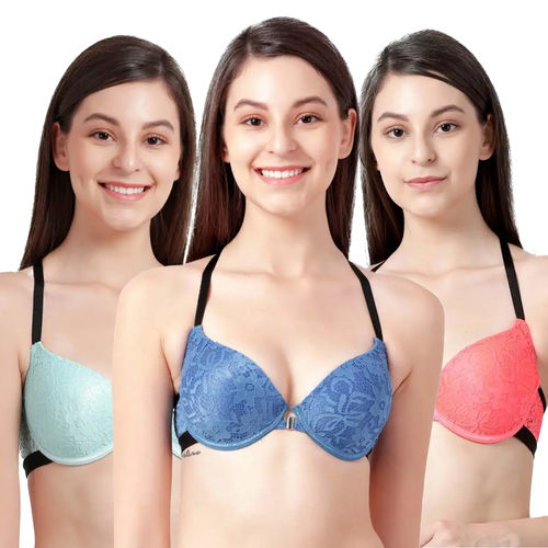 Buy Shyaway Susie 3/4th Coverage Underwired Full Lace Padded Bra-  Multi-Color (Pack of 3) online