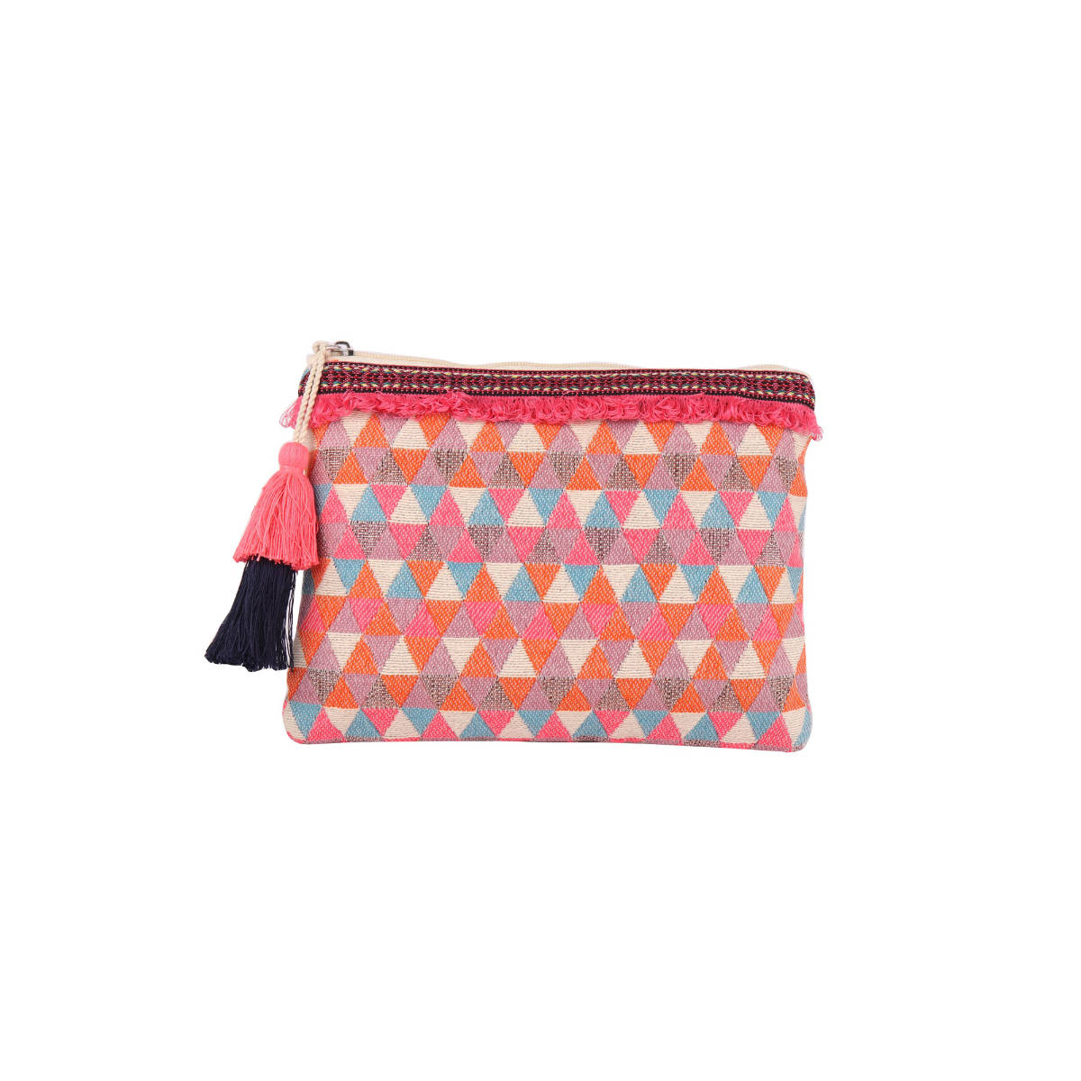 ASTRID Multicolor Cotton Makeup/travel Pouch With Tassels