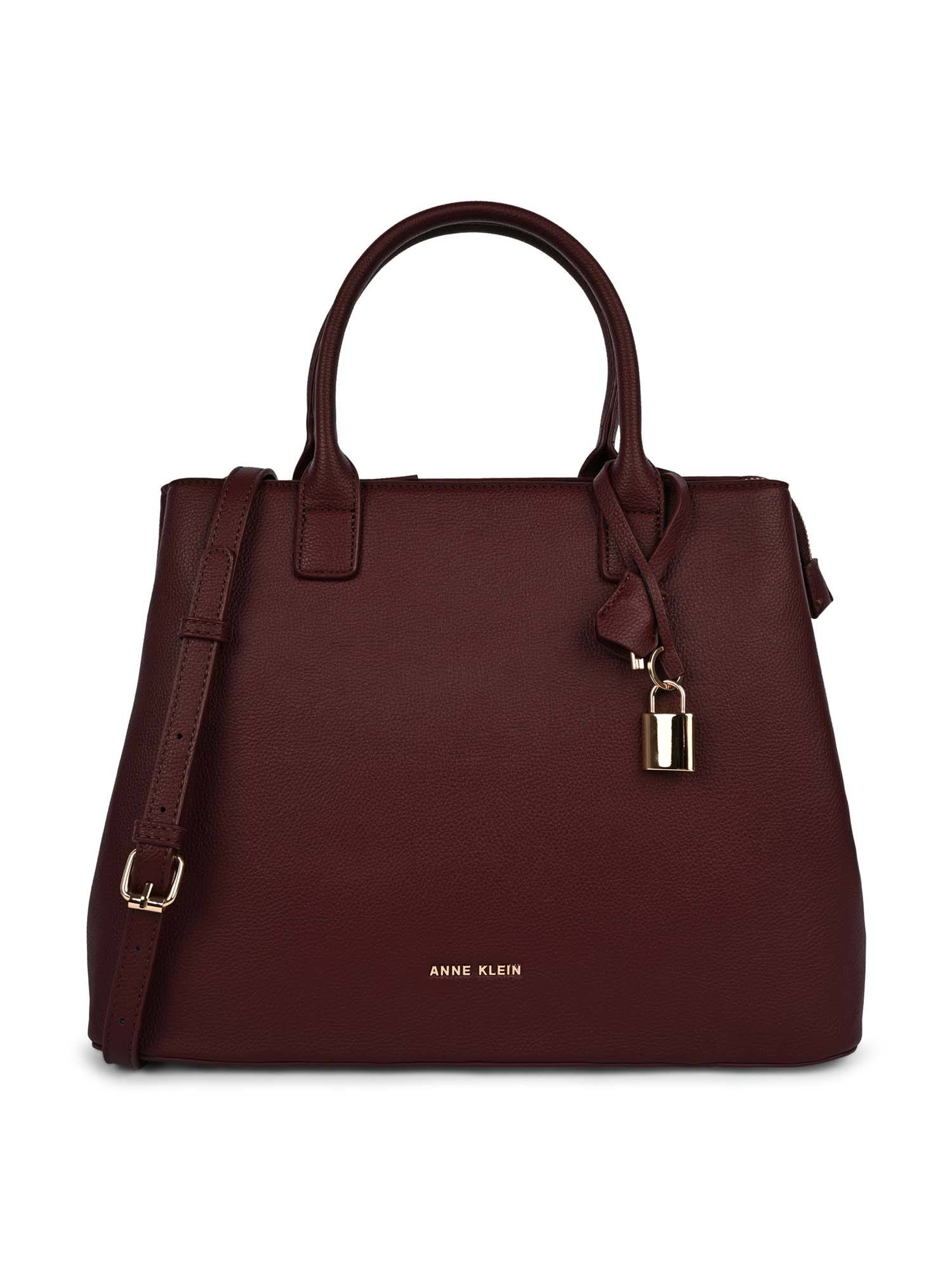 Anne Klein Maroon Women's Satchel Bag With Detachable Strap