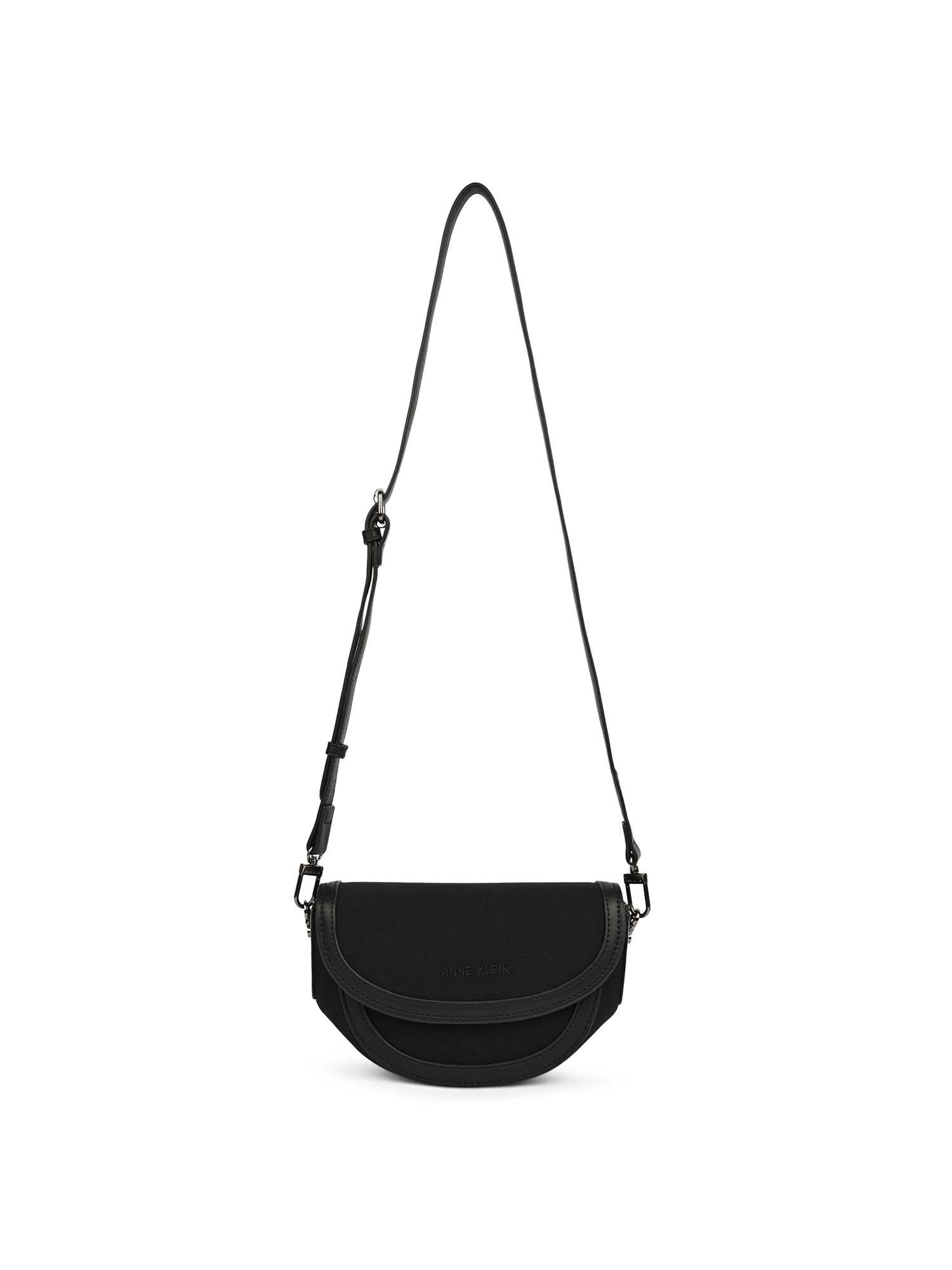 Anne Klein Black Women's Crossbody Sling Bag With Detachable Strap