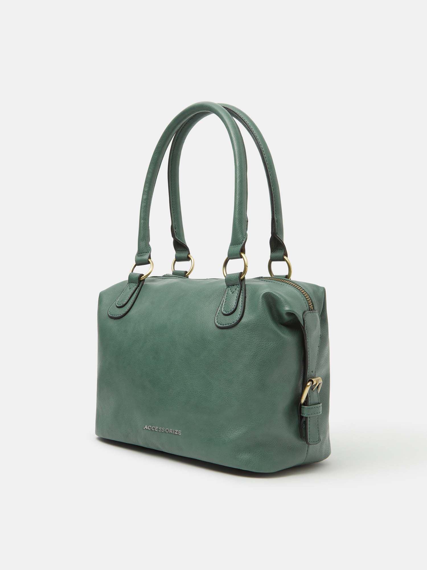 Buy Accessorize London Women's Green Double Zip Handbag Online