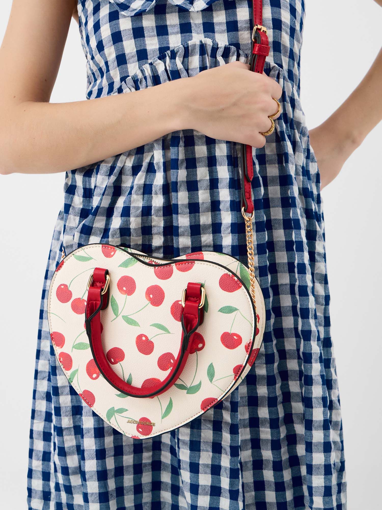 Buy Accessorize London Women's White Cherry Printed Heart