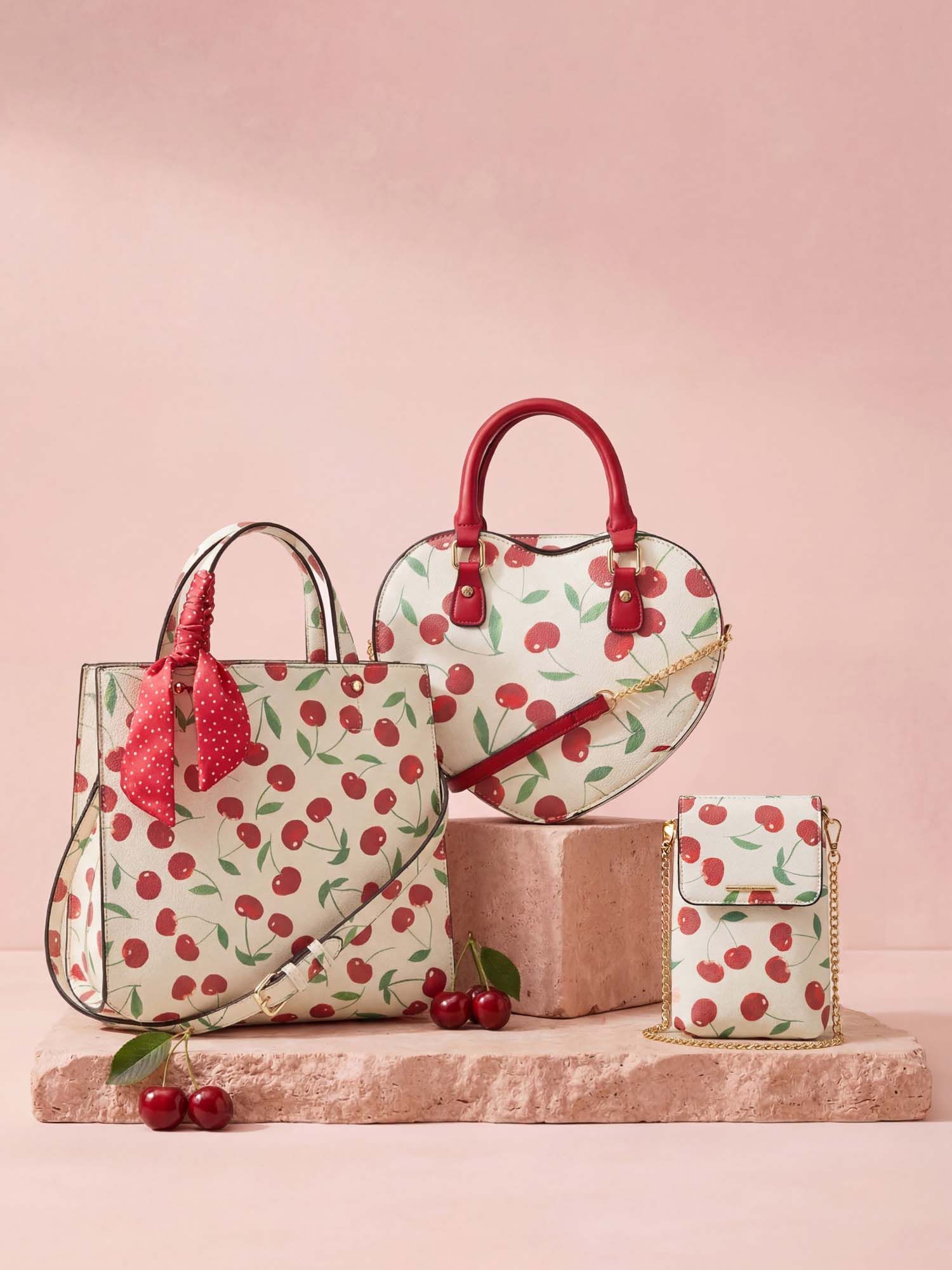 Buy Accessorize London Women's White Cherry Printed Heart