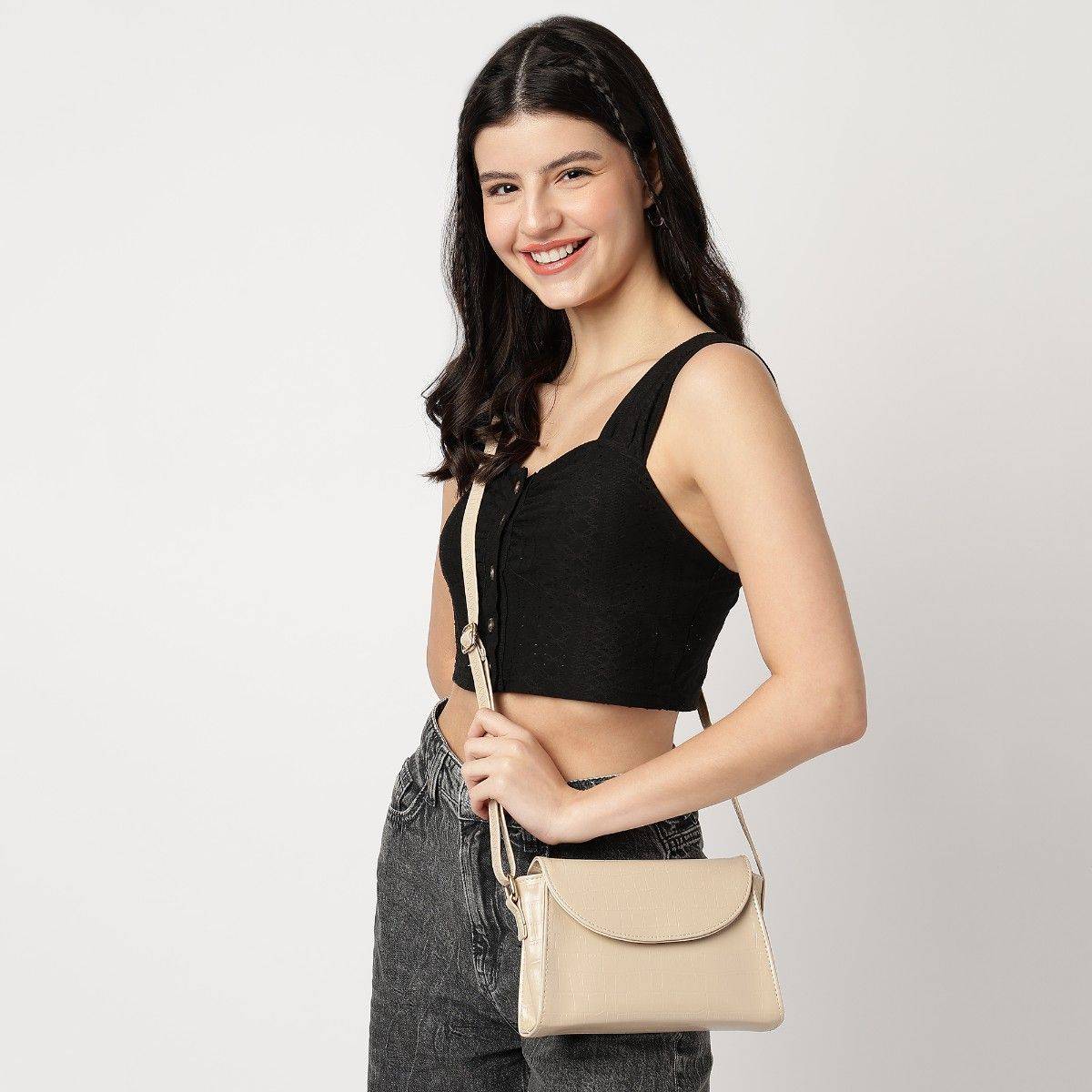 Fastrack Beige Brunch Shoulder Bag for Women