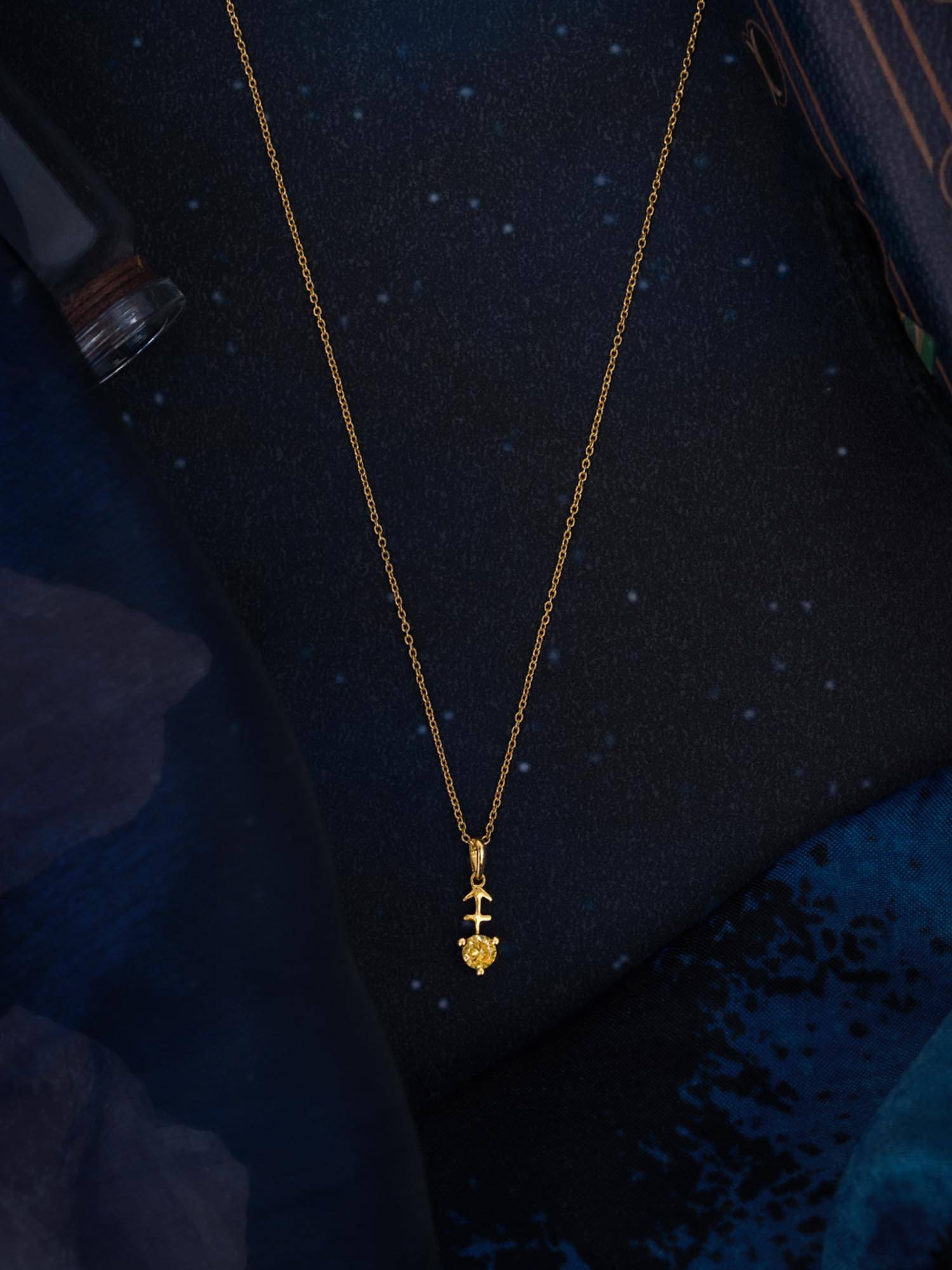 925 Silver Shaya by CaratLane Sagittarius Gold Plated Stone Necklace