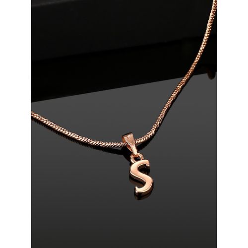 Estele Valentine Gift Rose Gold Plated Initial S Letter Pendant for Women