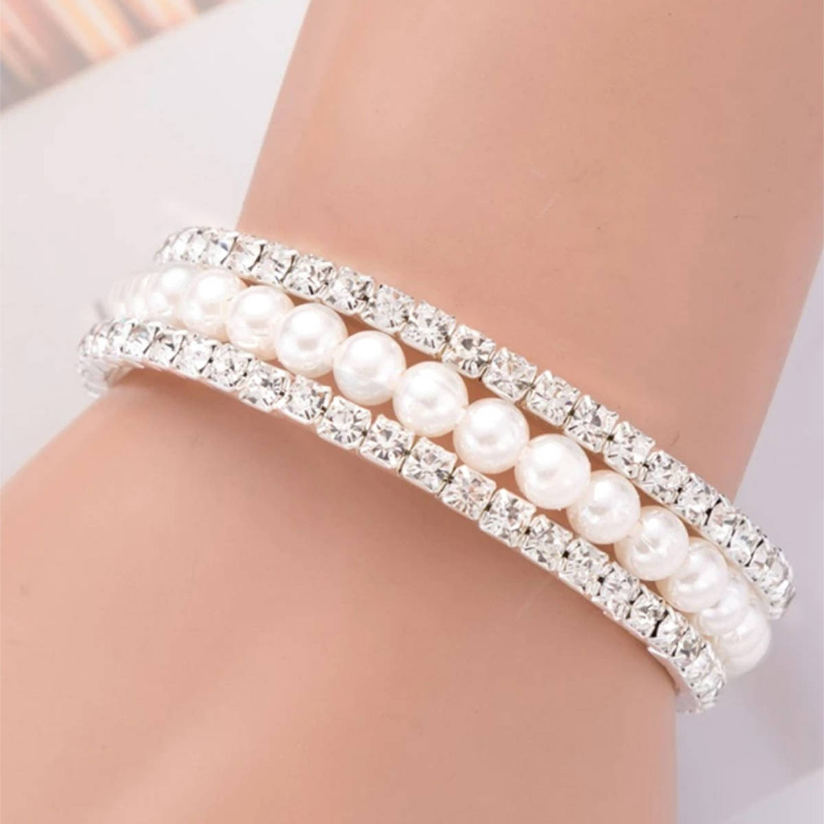 Yellow Chimes Women White Silver-Plated Wraparound Bracelet