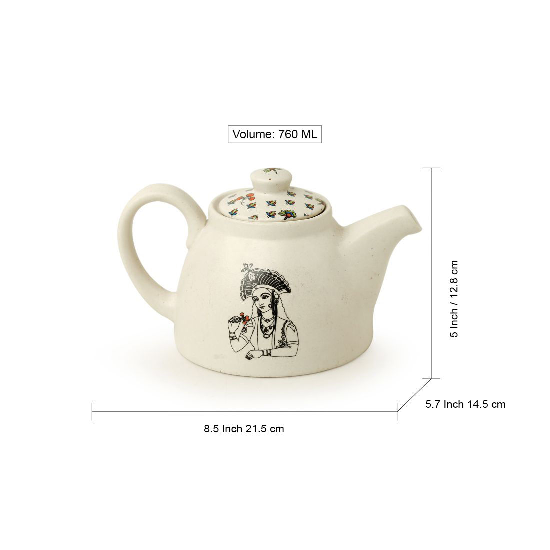 ExclusiveLane DaawateTaj' Ceramic Teapot Set of 3 (Tea Pot, Milk Pot
