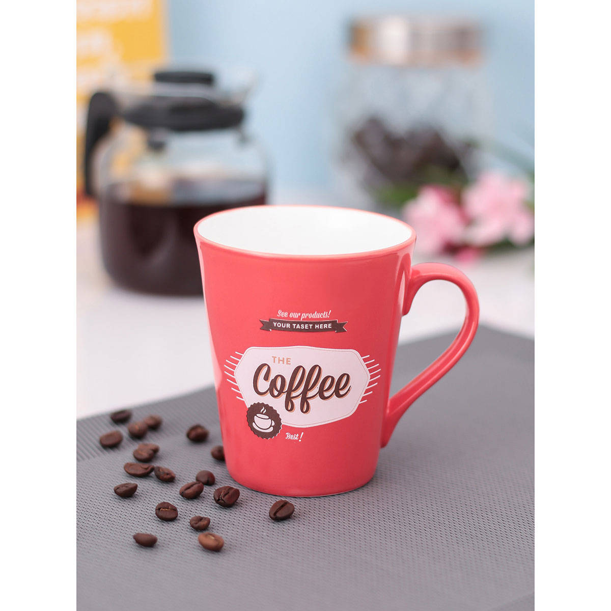 CLAY CRAFT Fine Ceramic Printed Milk Mug - 350 ml - 1 Pc