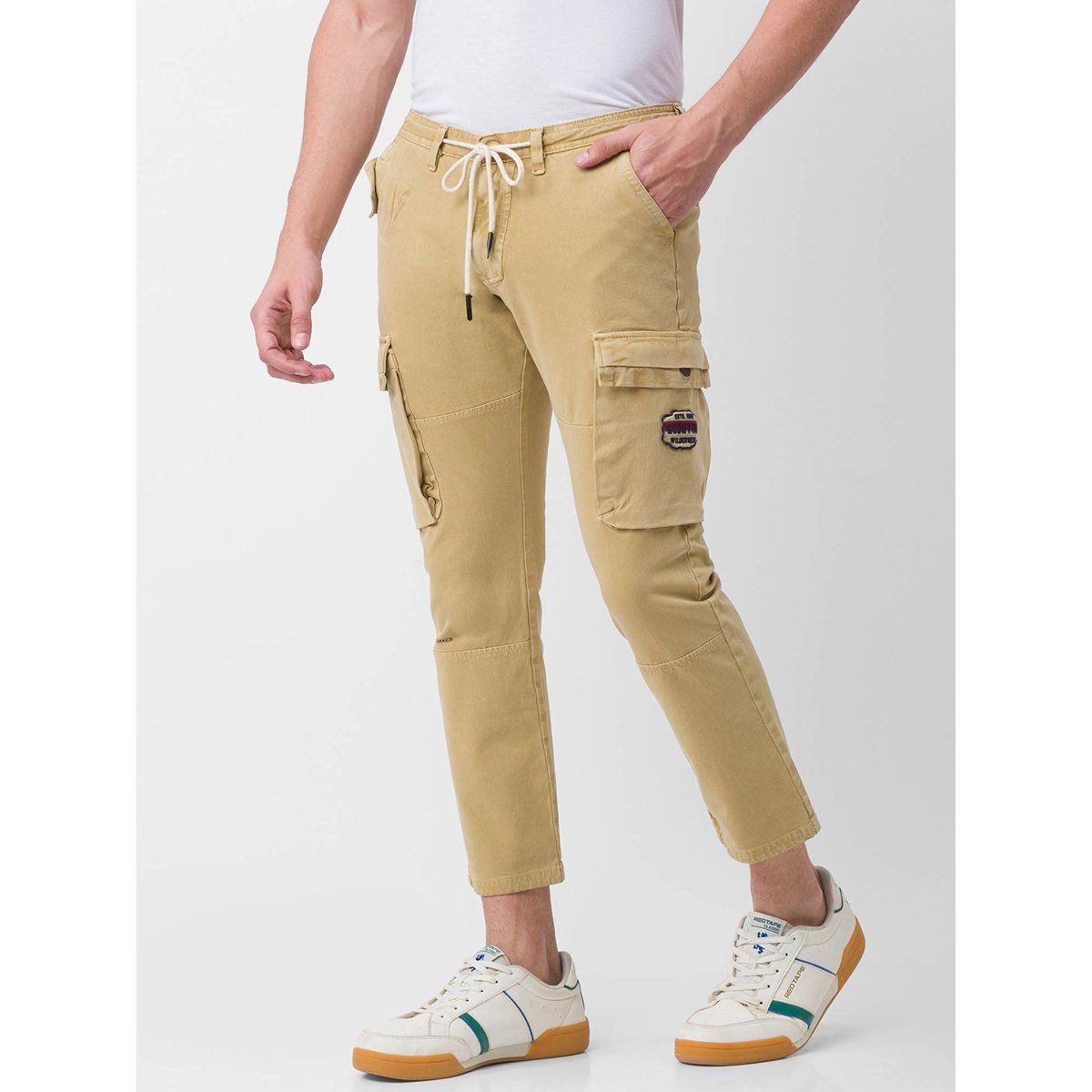 spykar - Men's Grey Cotton Solid Trousers