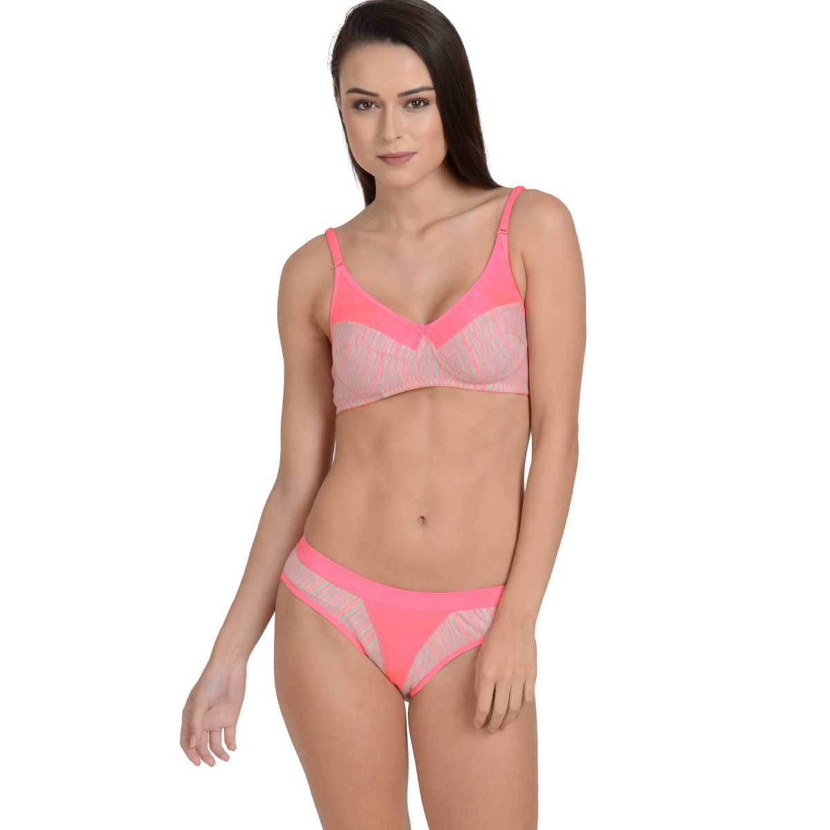 Buy Mod & Shy Women Non Padded Two Pieces Bra & Panties Lingerie Set - Pink  Online