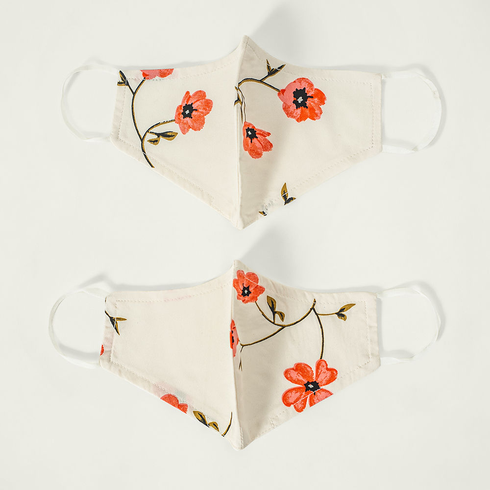 Twenty Dresses By Nykaa Fashion White Floral Printed Reusable Face Mask Pack Buy Twenty Dresses