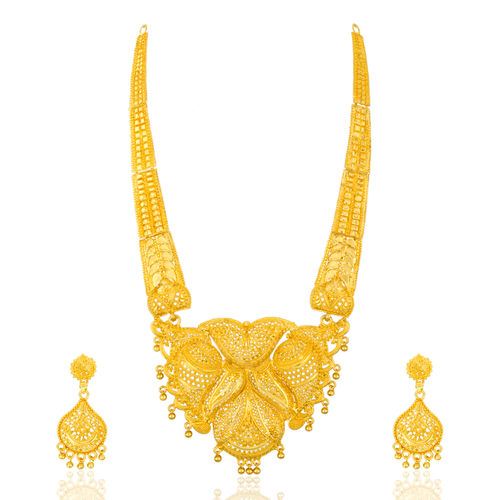 Latest Gold long necklace designs in 50 grams online