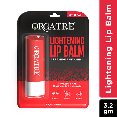 Buy Orgatre Ceramide & Vitamin C Lightening Lip Balm With Kojic Acid &  Niacinamide For Lips Brightening Online