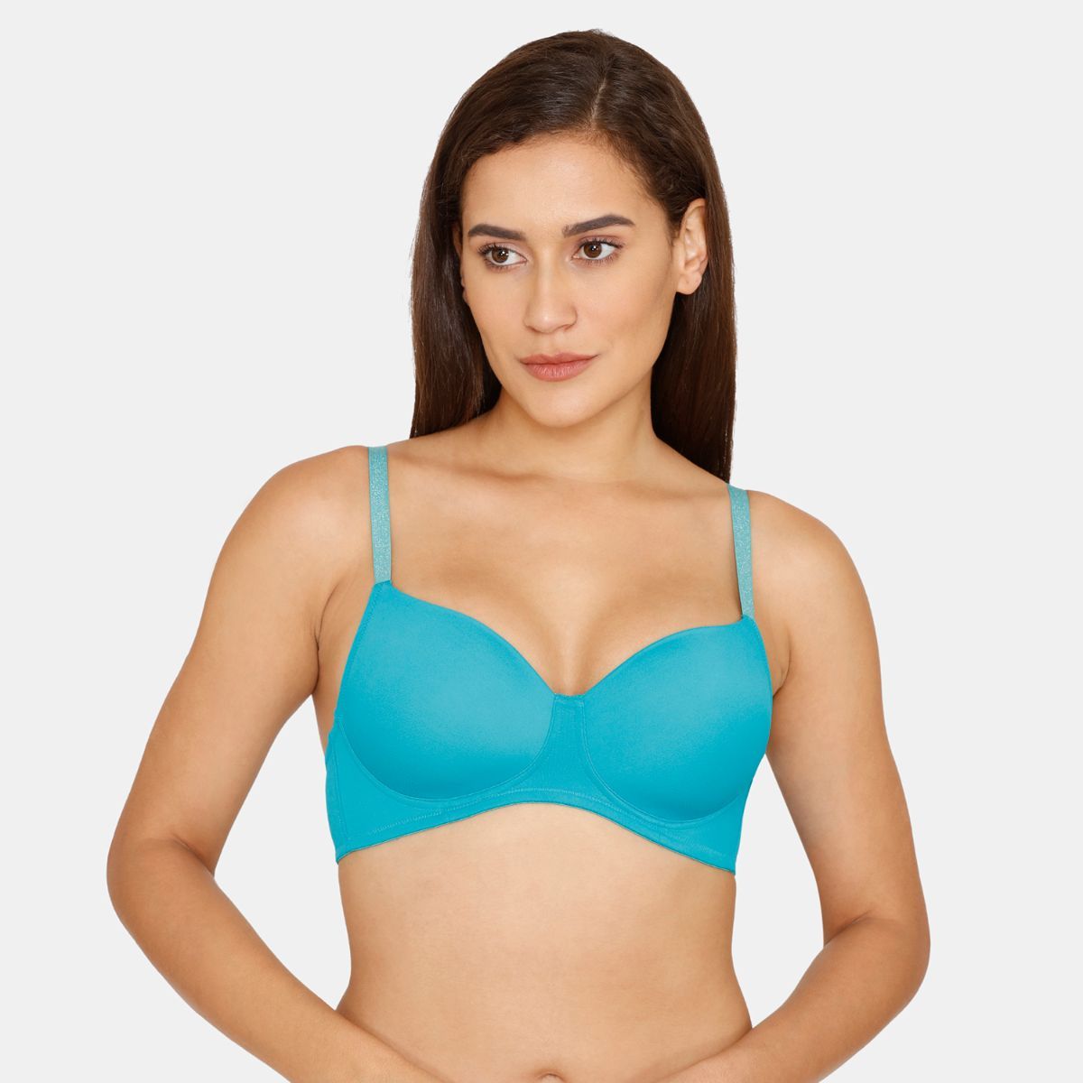 Buy Zivame Glitter Straps Padded Non Wired 3-4th Coverage T-Shirt Bra -  Deep Peacock Blue Online