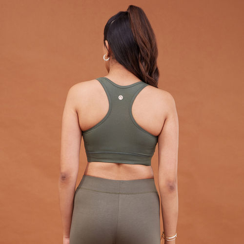 Buy Nykd All Day Seamless Sports Bra with removable cookies- NYK096 Beetle  Green online