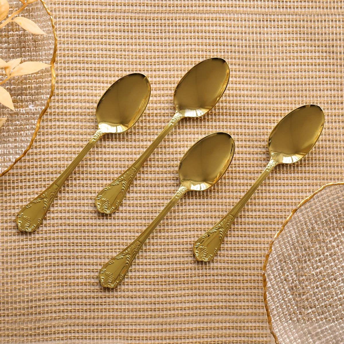 Pure Home + Living Set Of 4 Gold Stainless Steel Dessert Spoons Buy