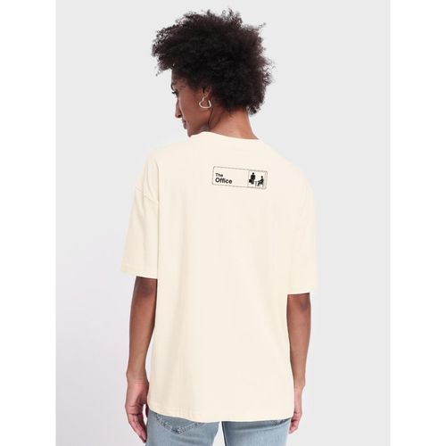 Bewakoof Official The Office Merchandise Unisex White Graphic Oversized  T-shirt (S)