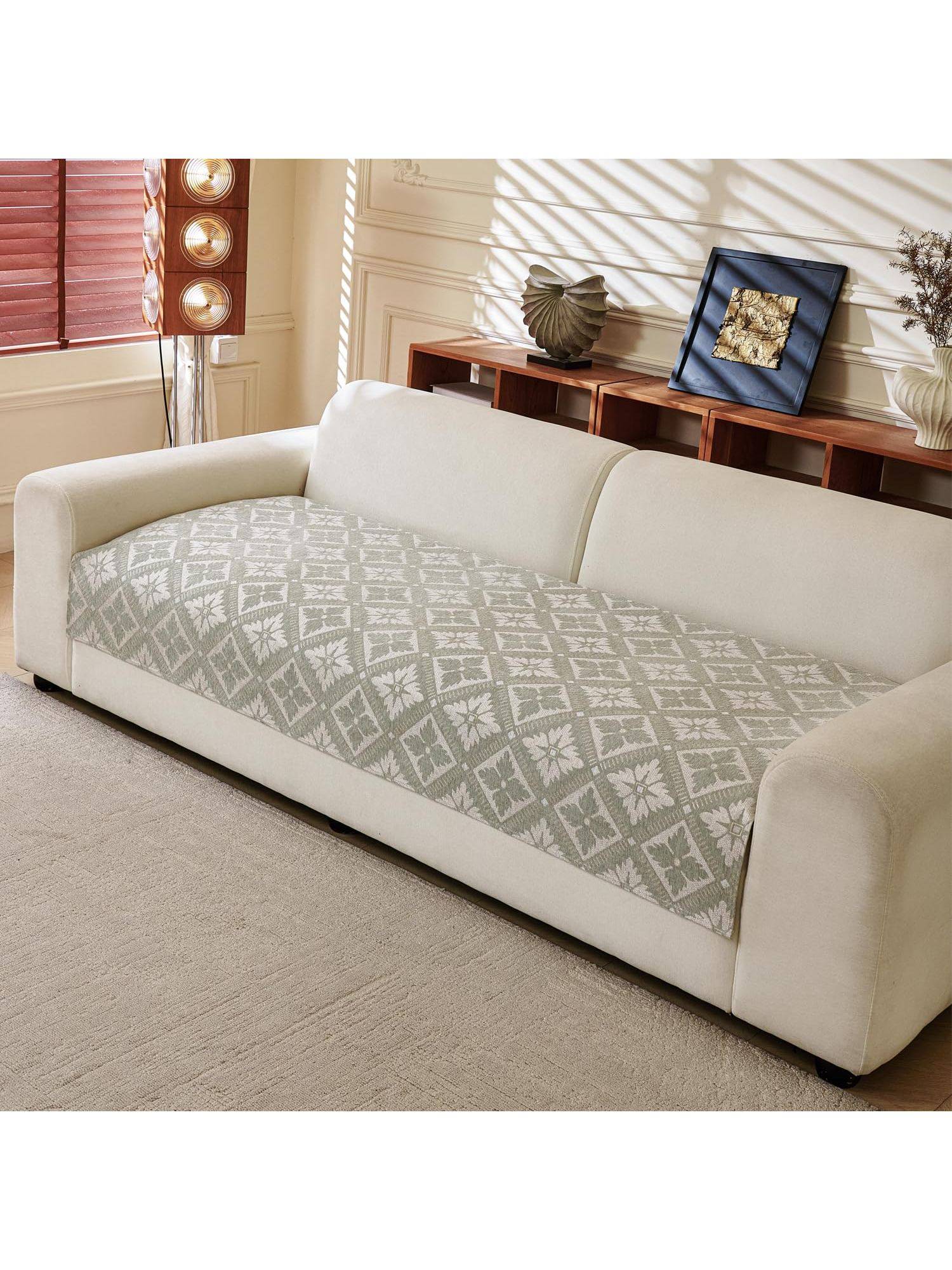 House of Quirk Two Seater Grey Chenille Jacquard Sofa Slipcover Soft Furniture Protector