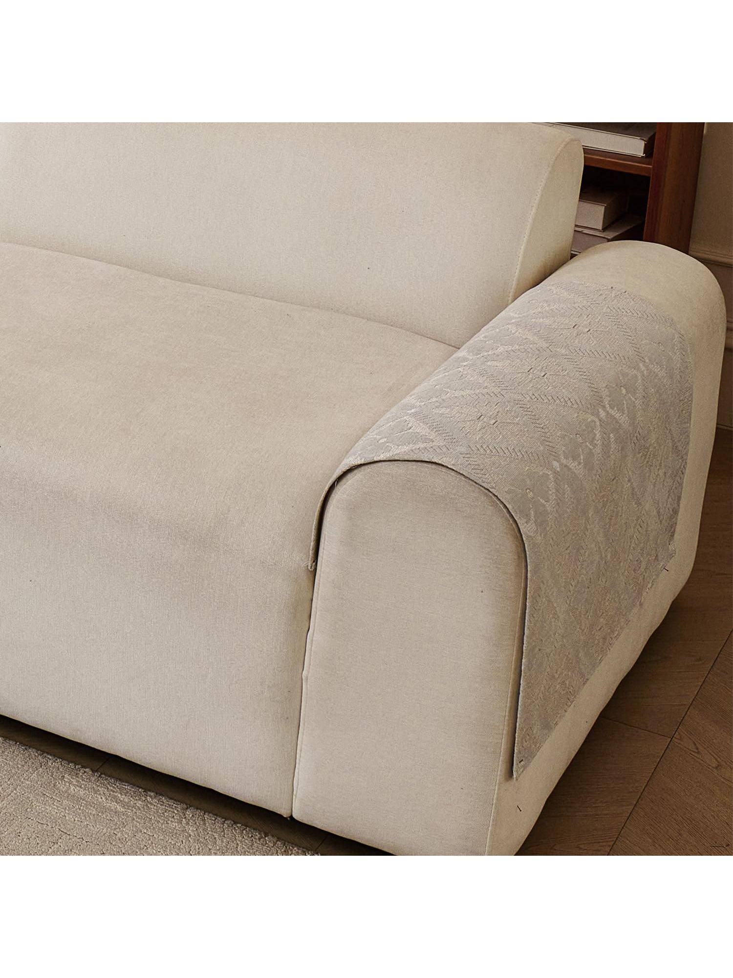 House of Quirk Grey Chenille Jacquard Sofa Slipcover Soft Furniture Protector 2 Amrest
