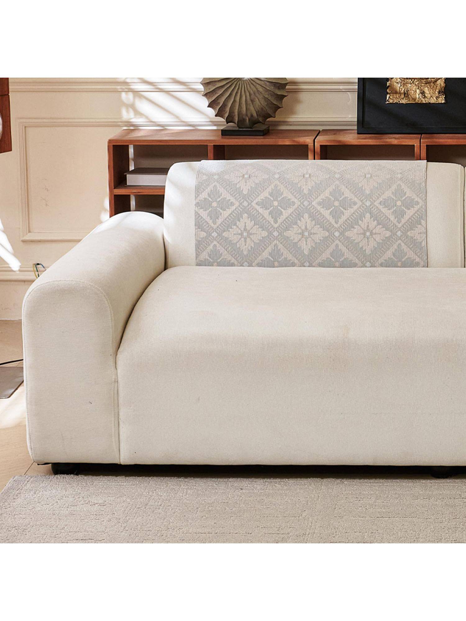House of Quirk One Seater Grey Chenille Jacquard Sofa Slipcover Soft Furniture Protector