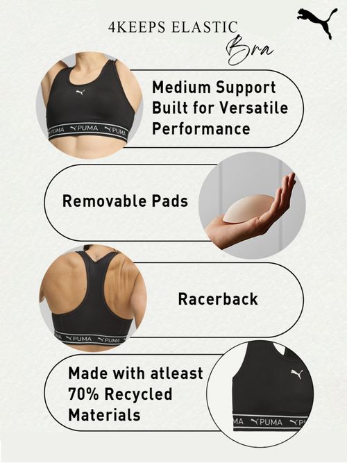 Buy Puma Keeps Elastic P Women Black Sports Bras Online