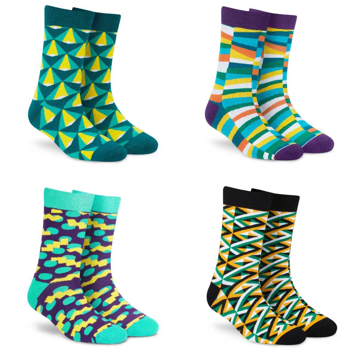 Dynamocks Men & Women Crew Length Socks, Pack Of 4 Pairs - Multi-Color (Free Size)