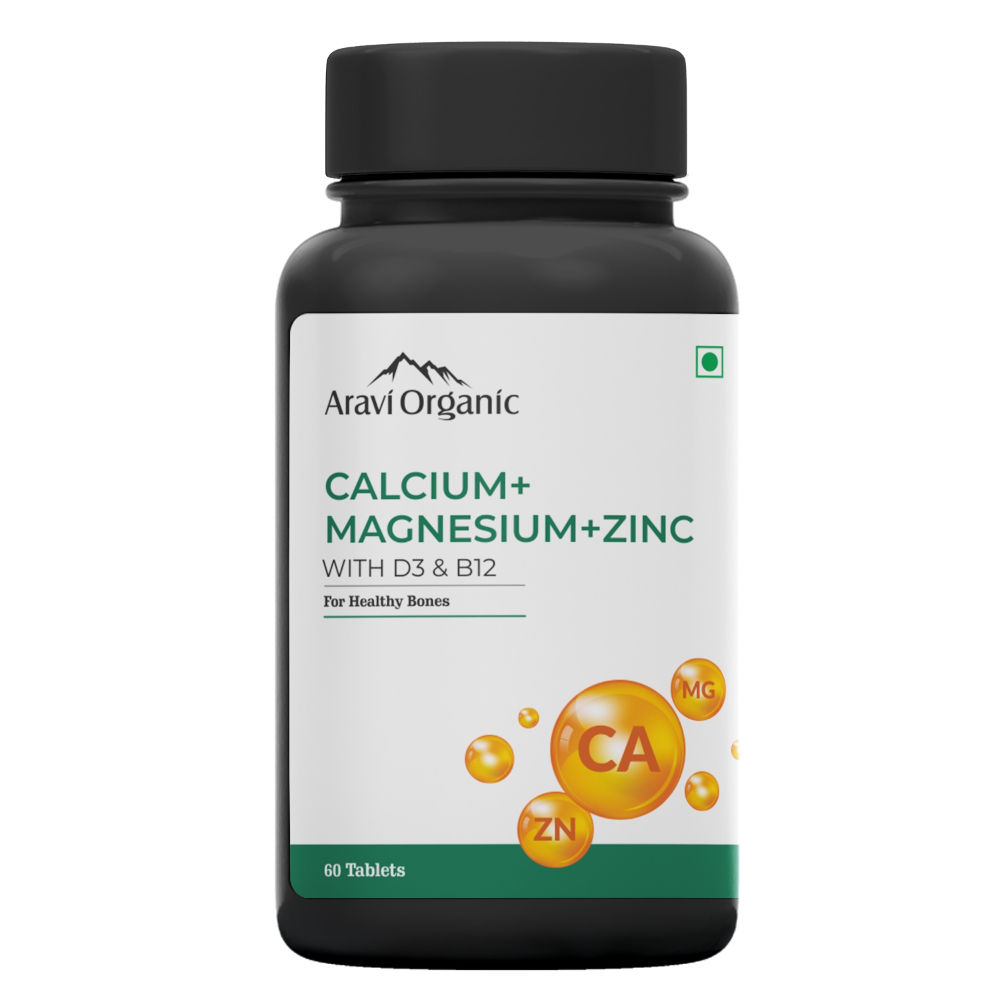 Aravi Organic Calcium Supplement with Magnesium Zinc Vitamin D3 & B12