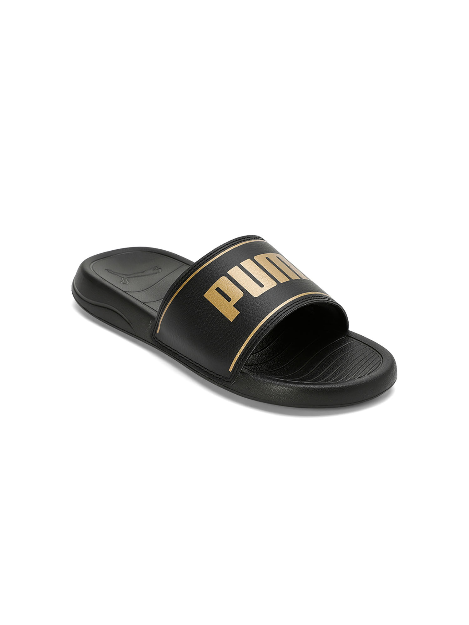 Black and gold puma hot sale slides