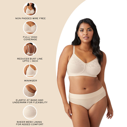 Buy Wacoal Visual Effects Non-Padded Non-Wired Full Coverage Minimiser  Everyday Comfort Bra-Beige(42DD) Online
