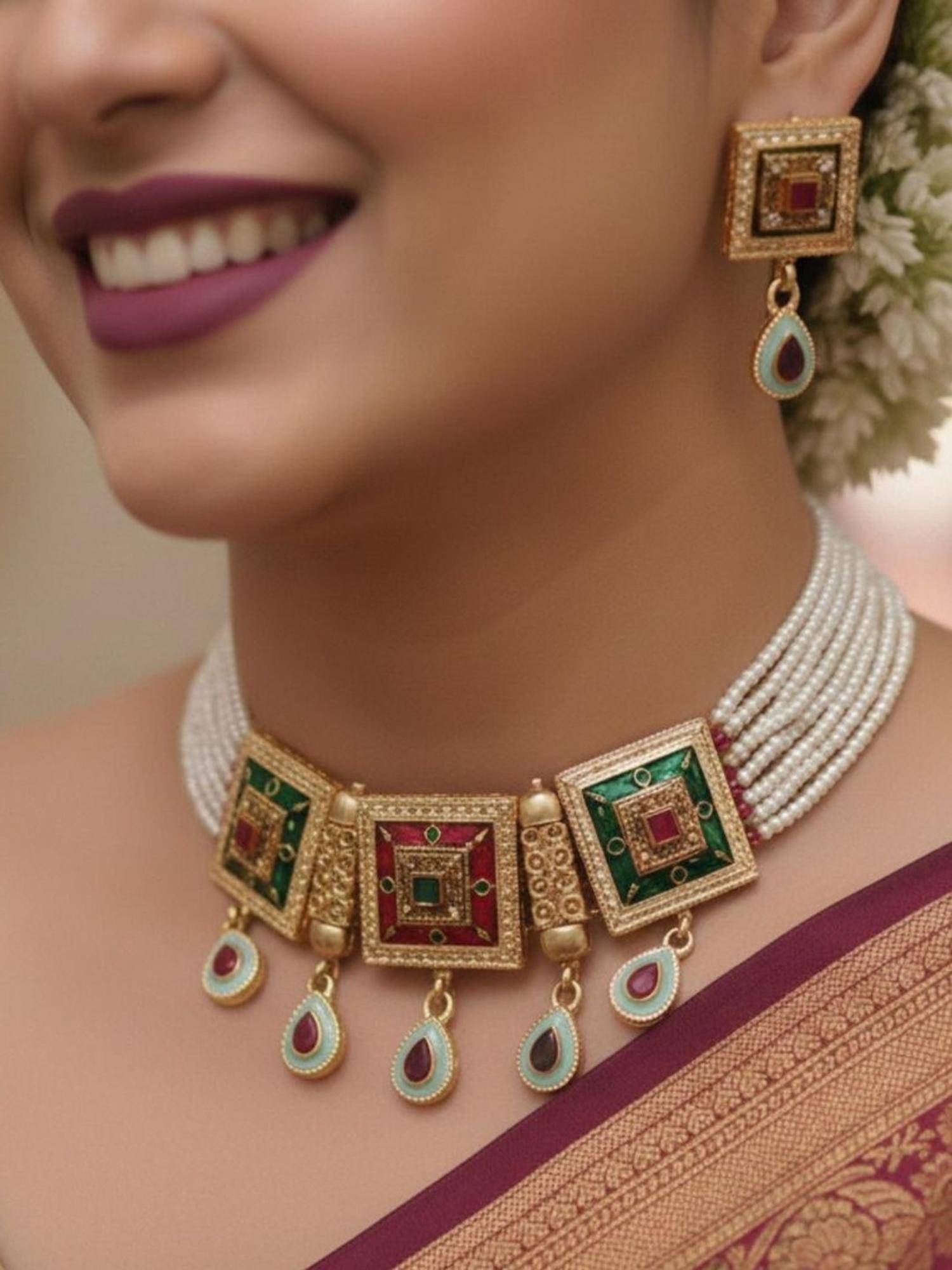 NUI Womens Gold Plated Jewellery Set