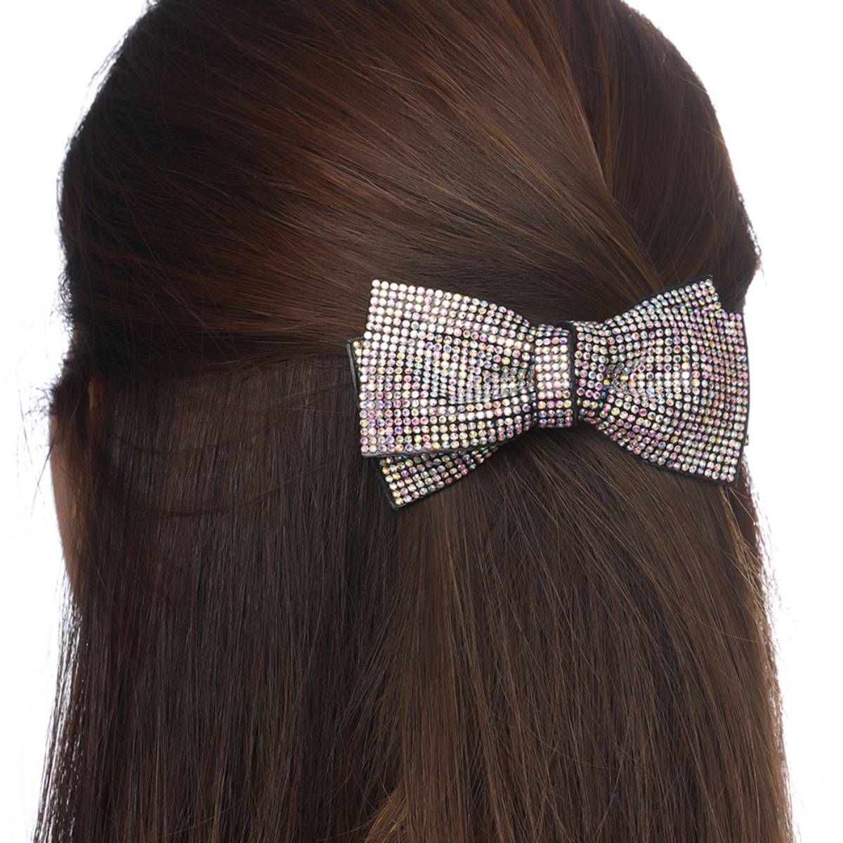 Yellow Chimes White Crystal Studded Bow Designed French Baratte