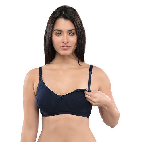 Buy Inner Sense Organic Cotton Antimicrobial Women's Padded Non Wired Bra  Navy Blue at