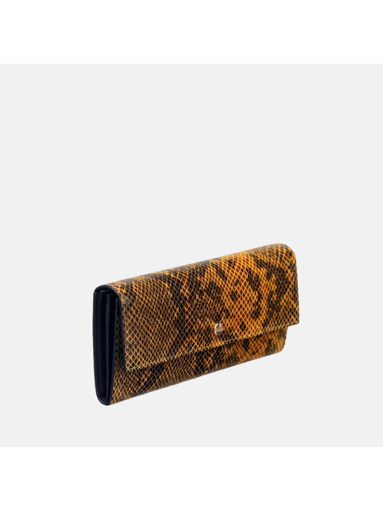 Buy Gioia Faux Python Snap Button Wallet Yellow Online