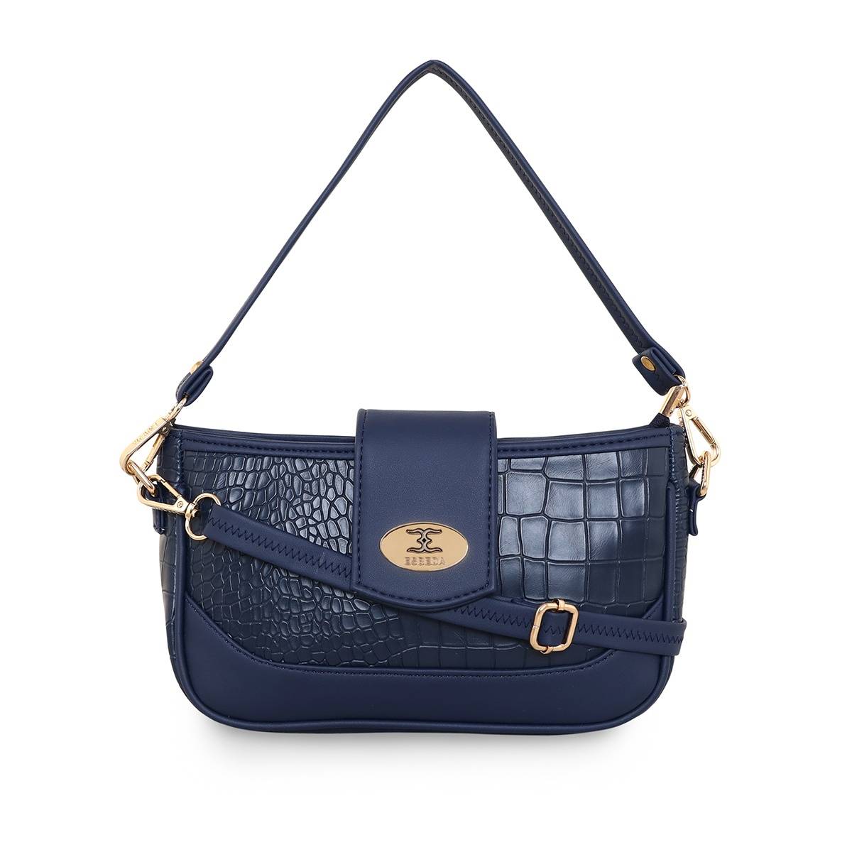 ESBEDA Navy Blue Color Croco Texture Crossbody Medium Sling Bag For Women