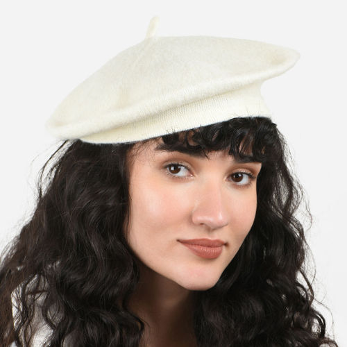 ToniQ Cute White Special Winter Seasonal Wear Pu Beret Hat For Women