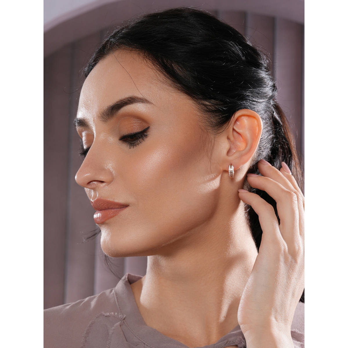 Aatmana Rose Gold Contemporary Hoop Earrings
